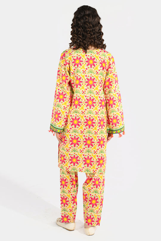 Girls Cotton Printed 2Pcs Suit - Multi