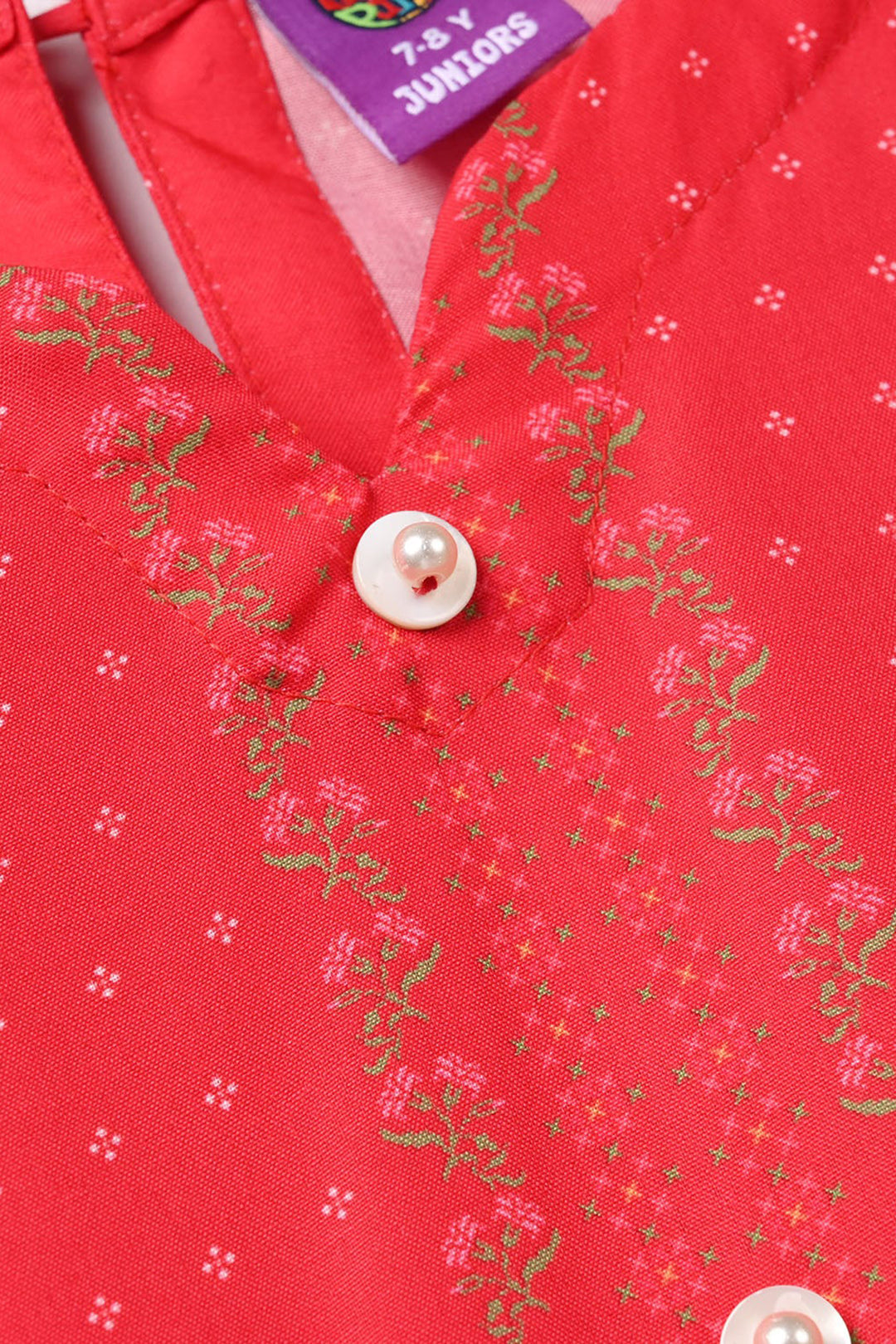 Girls Poly Twill Printed Kurti - Shocking Pink