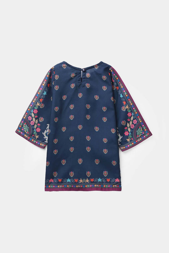 Infant Girls Poly Twill Printed 2Pcs - Blue