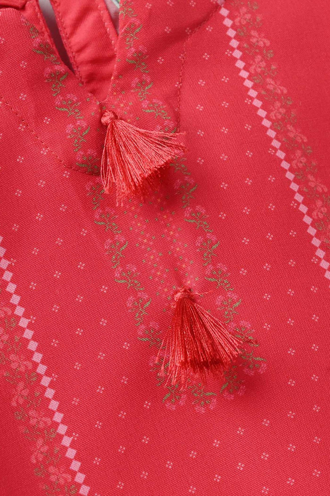 Infant Girls Poly Twill Printed Kurti - Shocking Pink