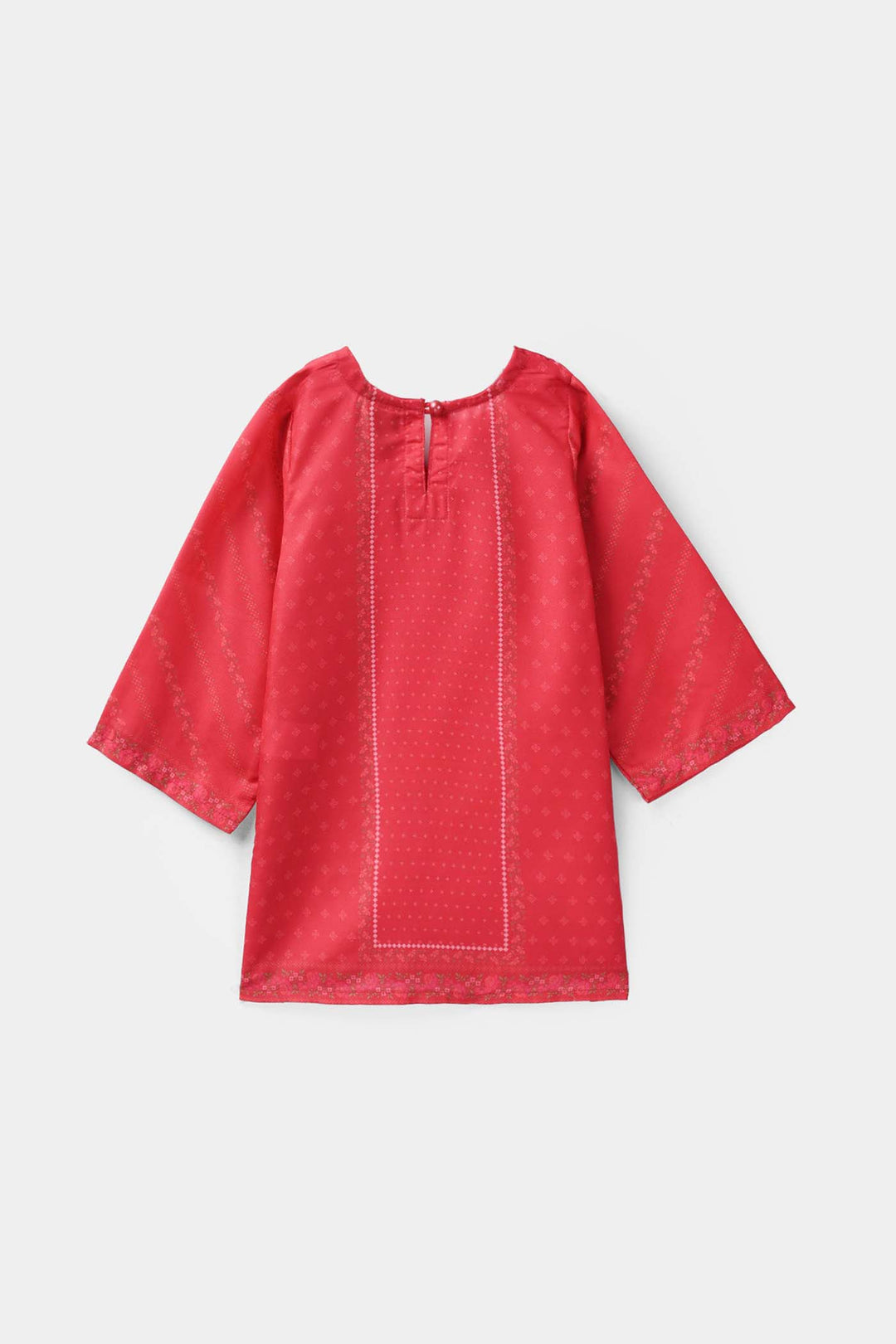 Infant Girls Poly Twill Printed Kurti - Shocking Pink