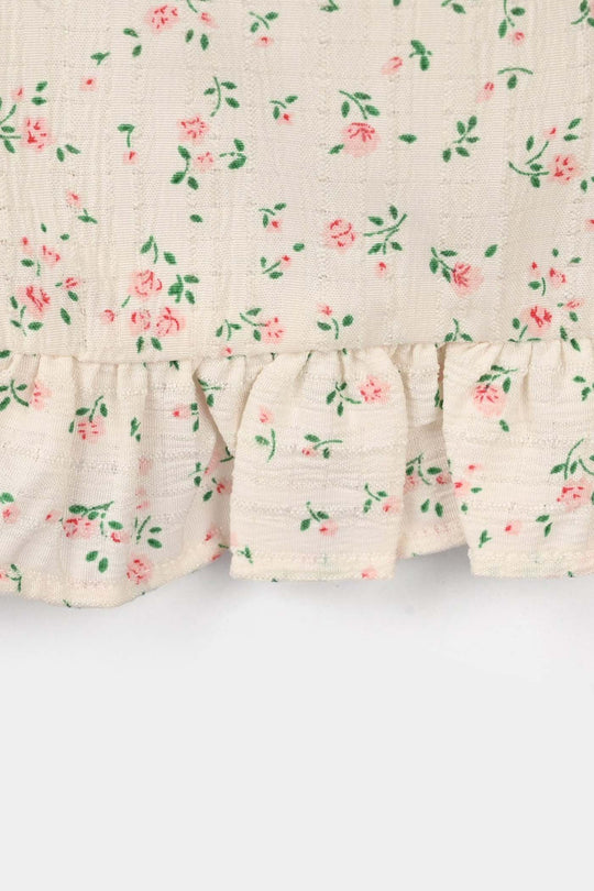 Girls Cotton Co-Ord Set (Midnight Flower) – Off White
