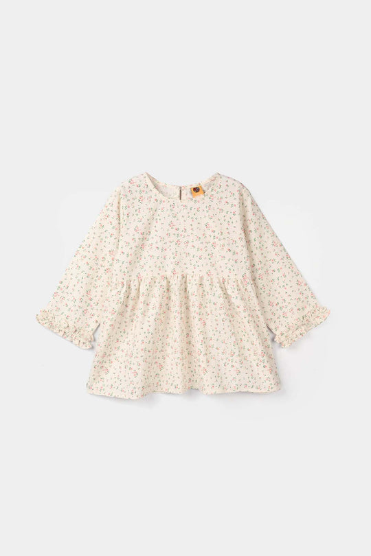 Girls Cotton Co-Ord Set (Midnight Flower) – Off White