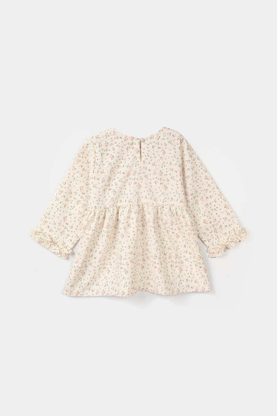 Girls Cotton Co-Ord Set (Midnight Flower) – Off White