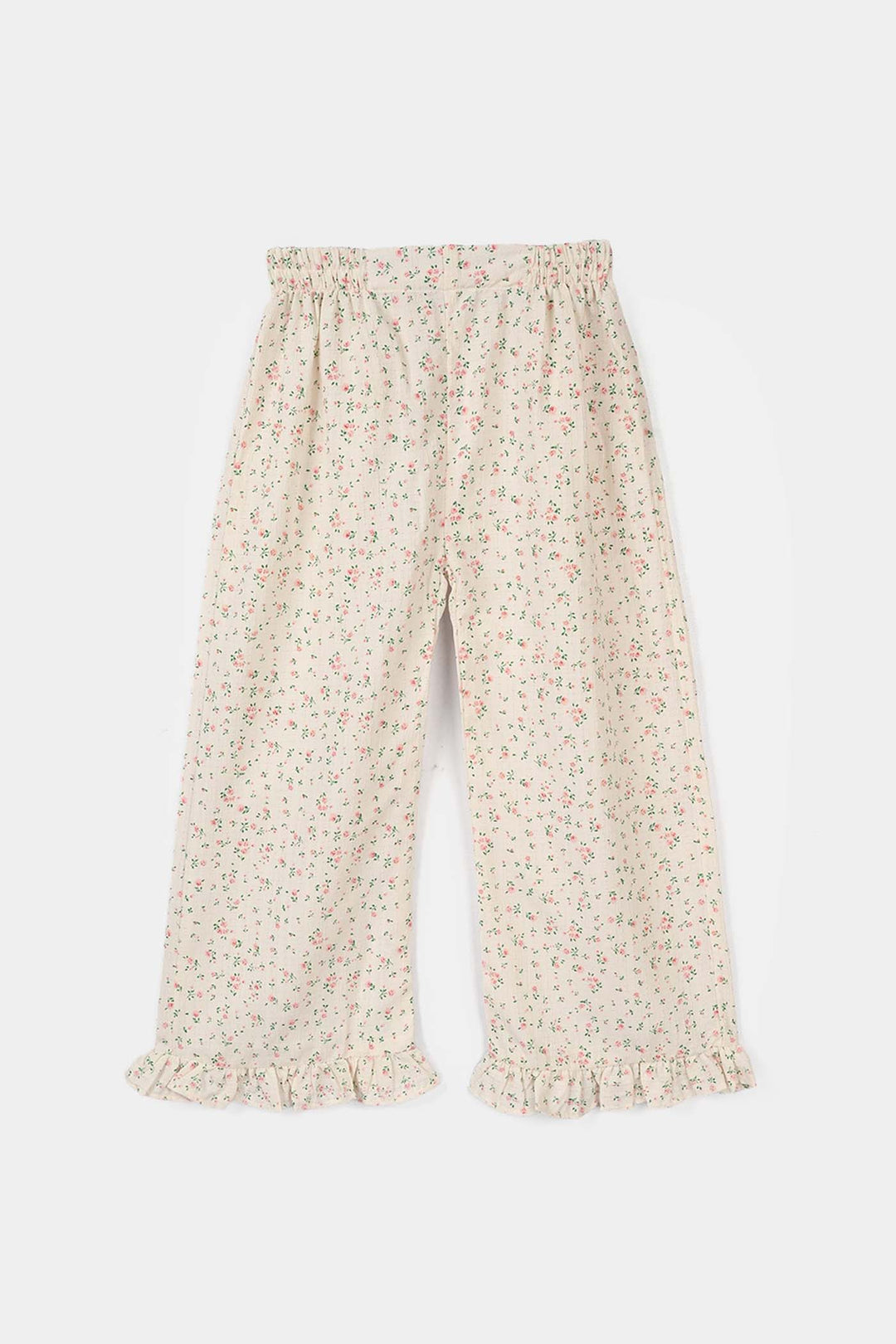 Girls Cotton Co-Ord Set (Midnight Flower) – Off White