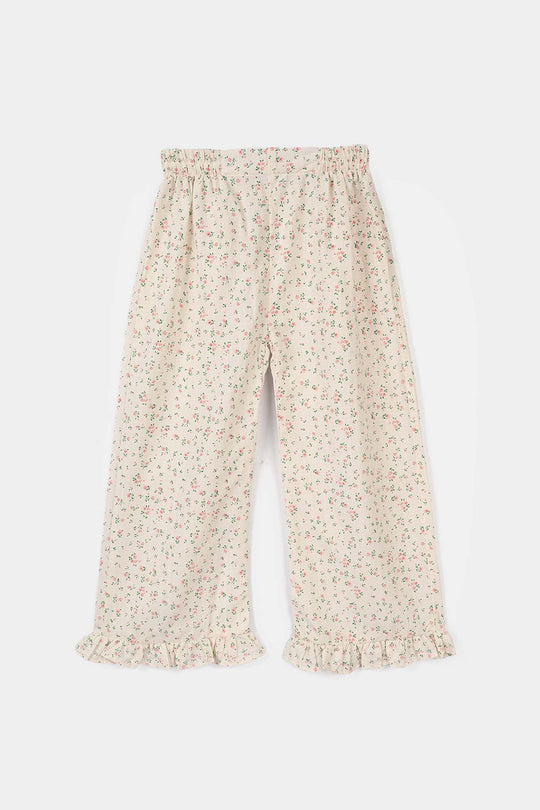 Girls Cotton Co-Ord Set (Midnight Flower) – Off White