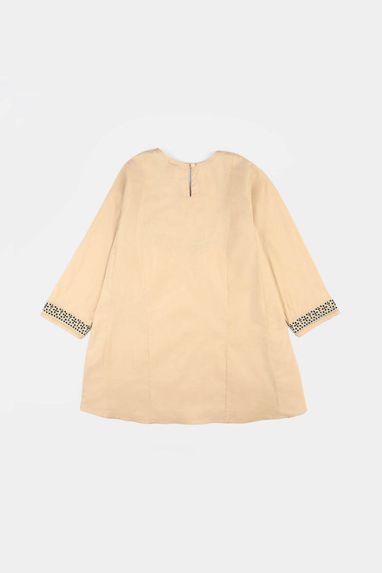 Girls Poplin 2Pcs Embroidered - Off White