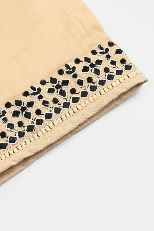 Girls Poplin 2Pcs Embroidered - Off White