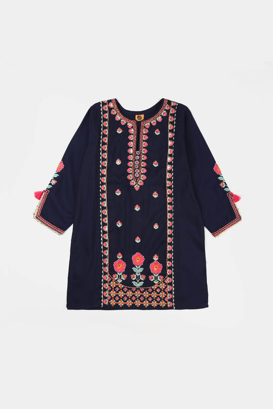 Girls poly cambric 3Pcs Rangeen - Navy Blue