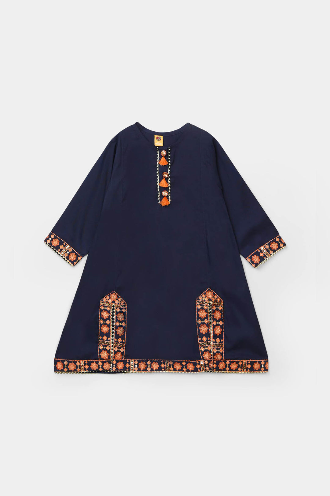 Girls Poly Cambric 3Pcs Suit-Navy Blue