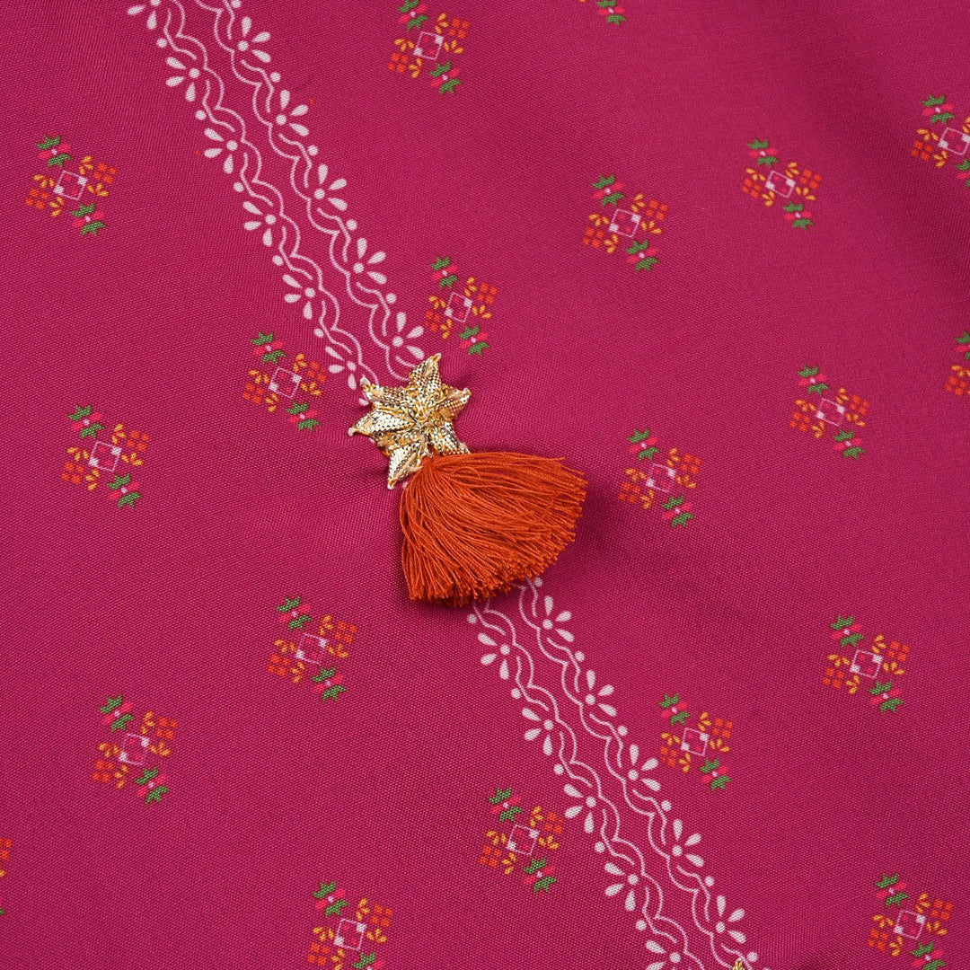 Girls Poly Mesh Printed 2Pcs - Magenta