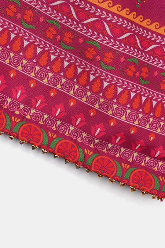 Infant Girls Poly Mesh Printed 2Pcs - Magenta