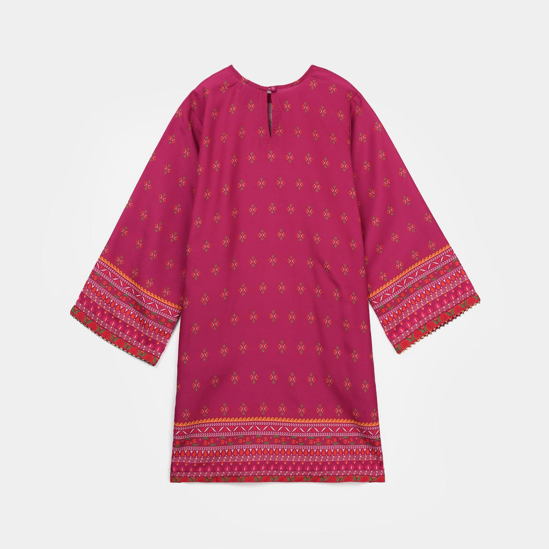 Girls Poly Mesh Printed 2Pcs - Magenta