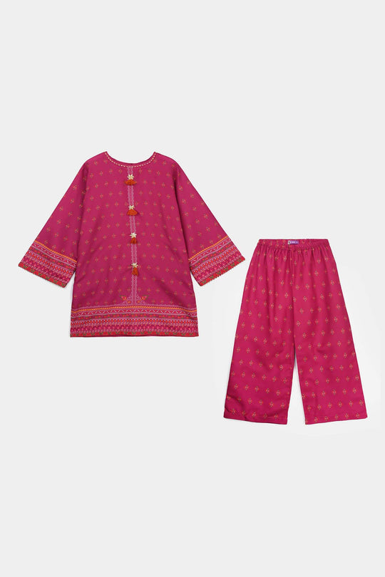 Infant Girls Poly Mesh Printed 2Pcs - Magenta