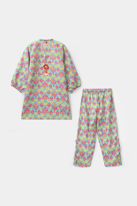 Girls Poly Mesh Printed 2Pcs Blossom - Multi