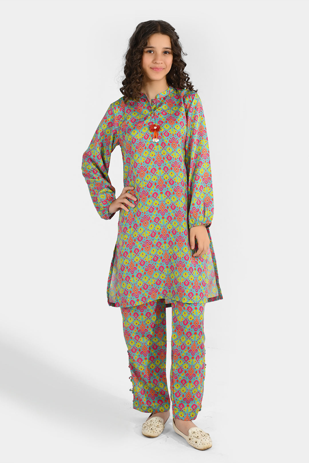 Girls Poly Mesh Printed 2Pcs Blossom - Multi