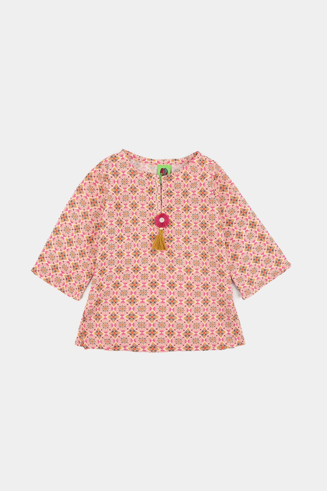 Infant Girls Poly Mesh Printed 2Pcs - Pink/Peach