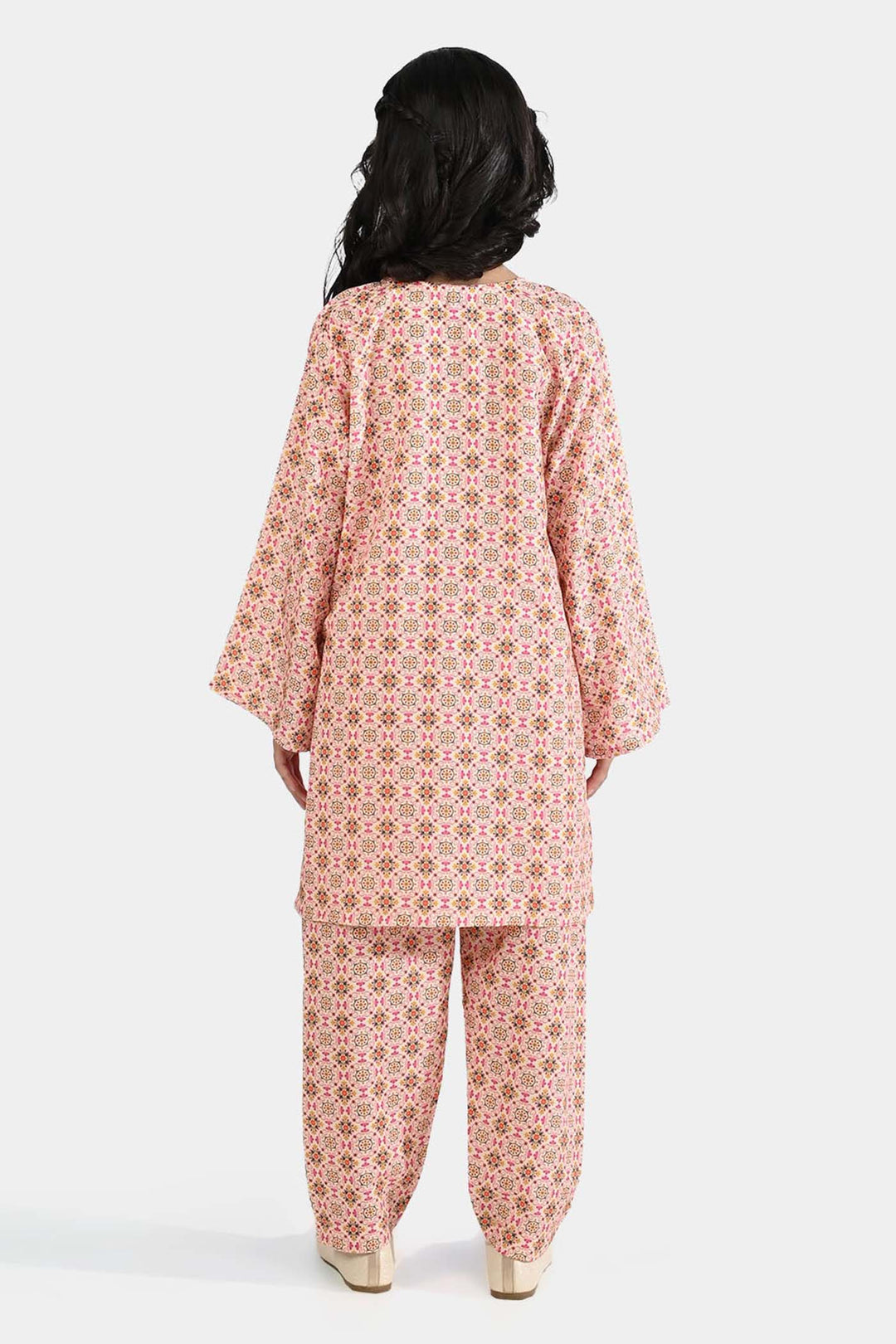 Girls Poly Mesh Printed 2Pcs -Multi