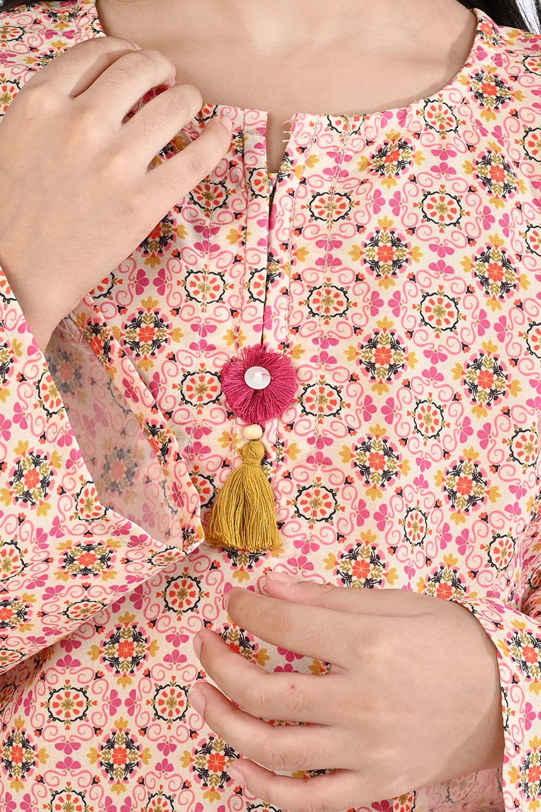 Girls Poly Mesh Printed 2Pcs -Multi