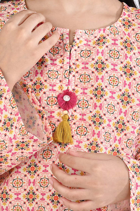 Girls Poly Mesh Printed 2Pcs -Multi