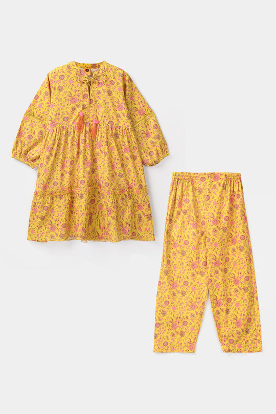 Girls Cotton Printed 2Pcs - Multi