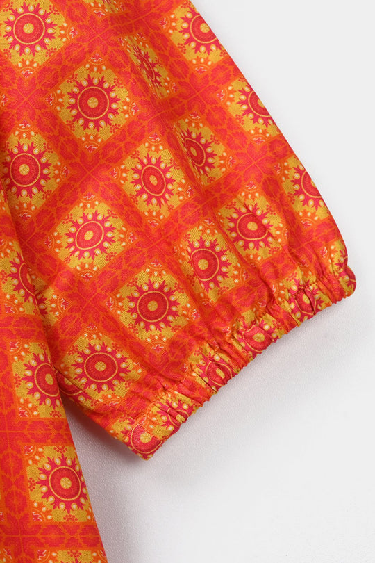 Infant Girls Cotton Printed Kurti-Citrus