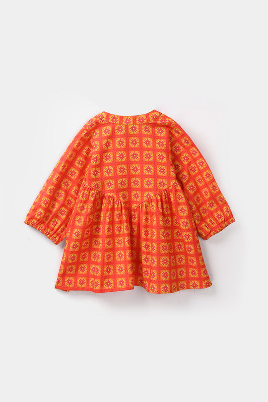 Infant Girls Cotton Printed Kurti-Citrus