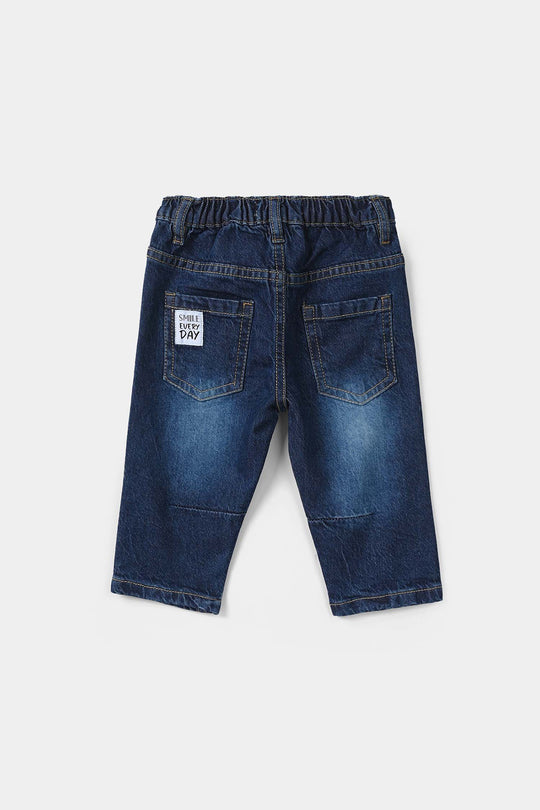 Infant Boys Denim Viscose Pants - Dark Blue