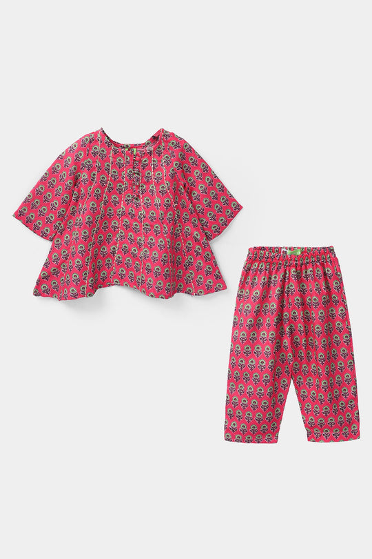 Infant Girls Poly Mesh Printed 2 Pcs - Berry
