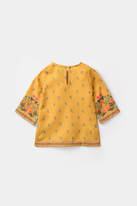 Infant Girls Poly Mesh Printed 2 Pcs Sunny - Mustard