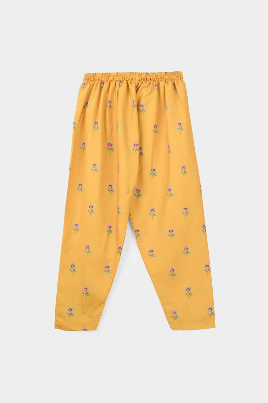 Girls Poly Mesh Printed 2 Pcs Sunny-Mustard