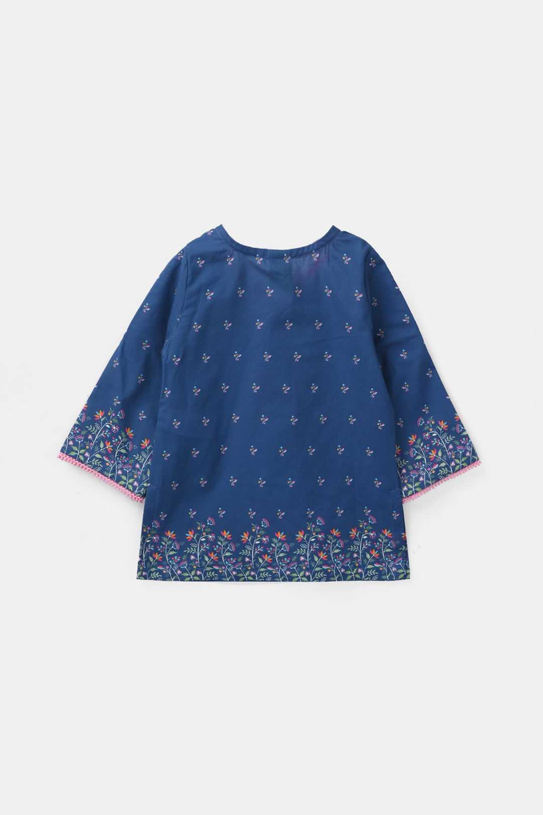 Infant Girls Cotton Poplin Printed Kurti Floral - Blue