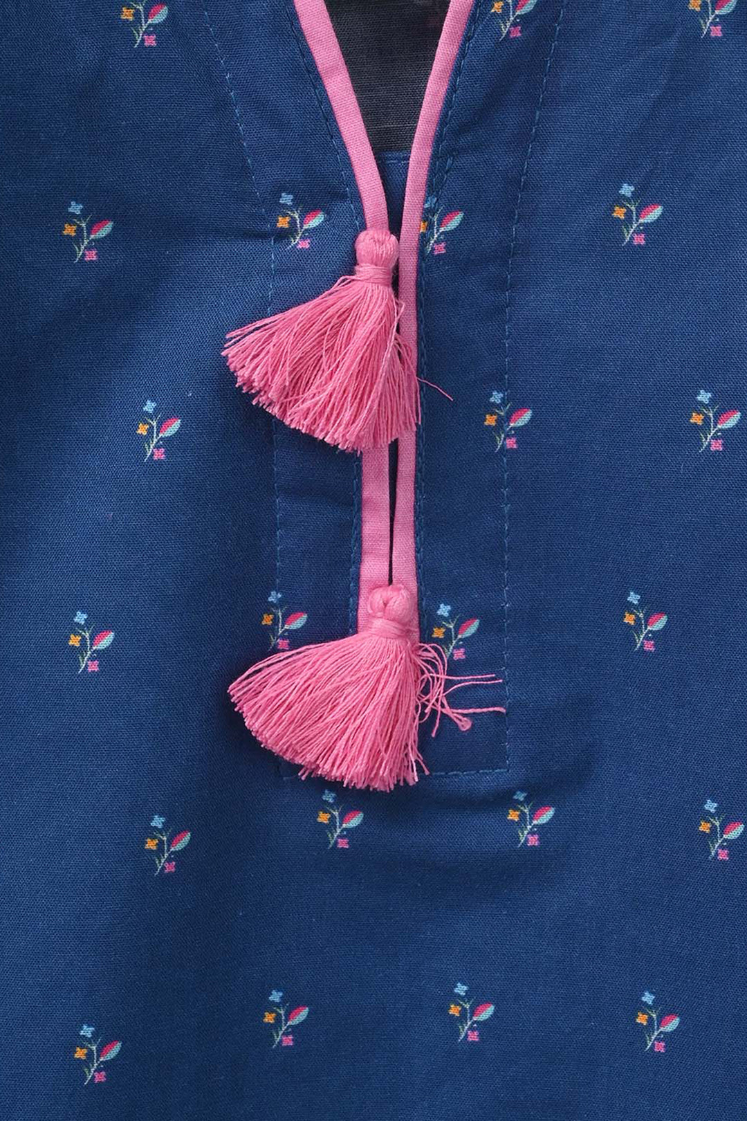 Infant Girls Cotton Poplin Printed Kurti Floral - Blue