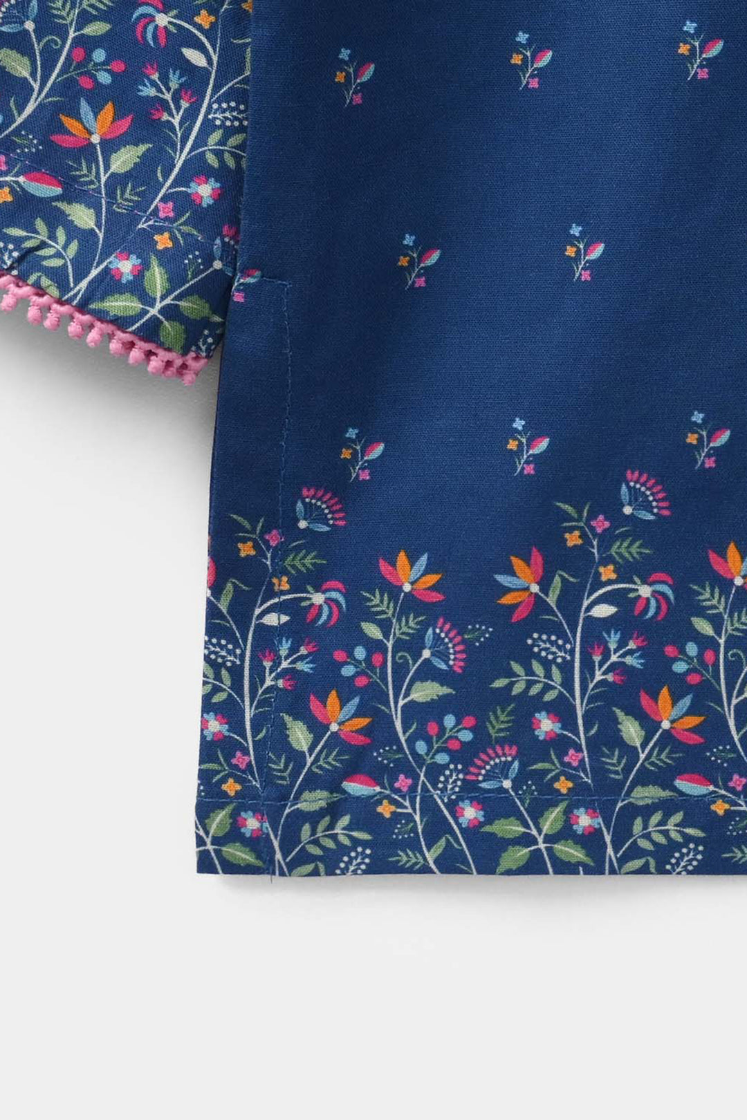 Infant Girls Cotton Poplin Printed Kurti Floral - Blue