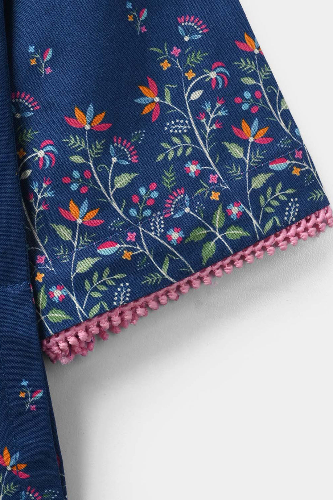 Infant Girls Cotton Poplin Printed Kurti Floral - Blue