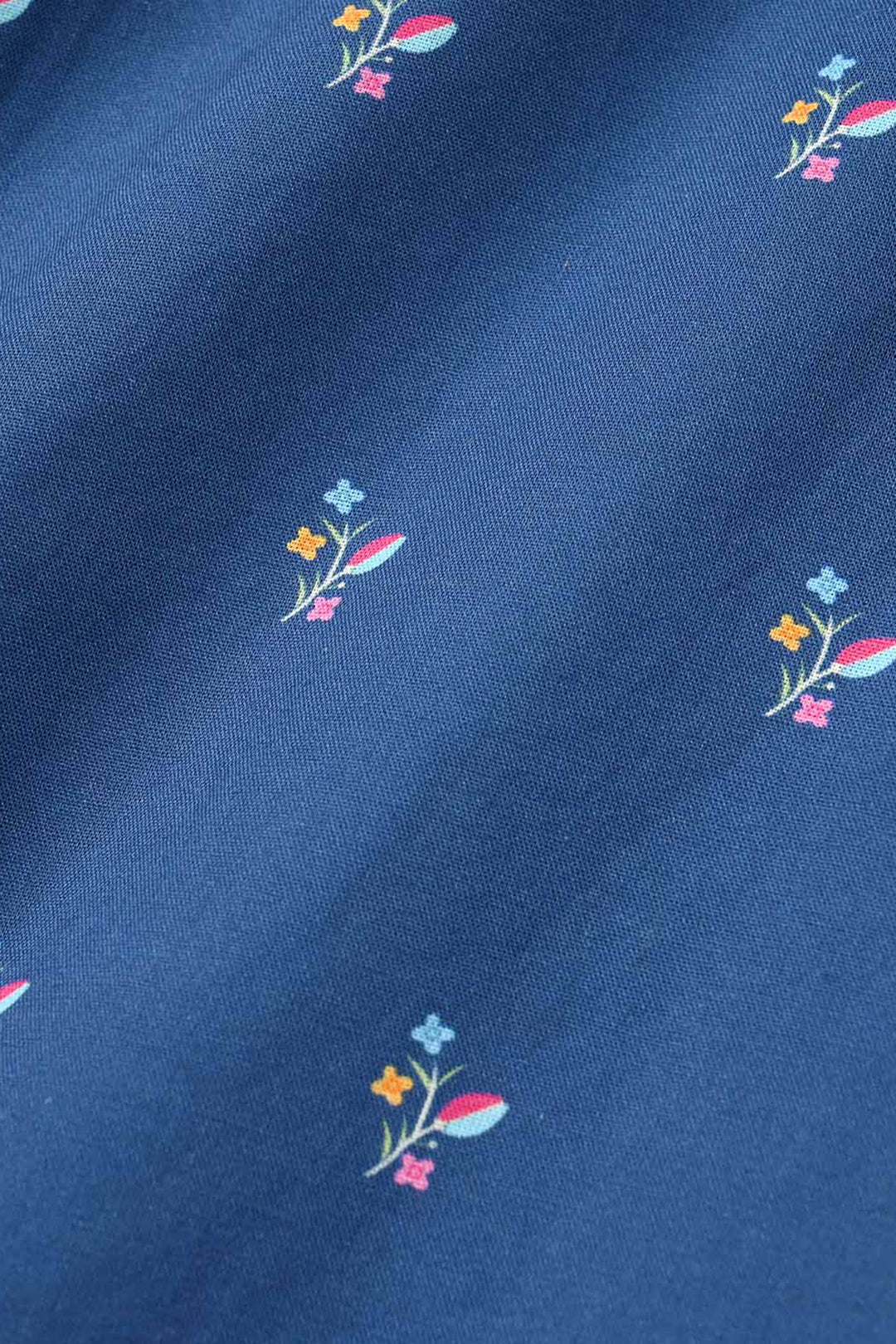 Girls Cotton Poplin Printed Floral Kurti - Blue