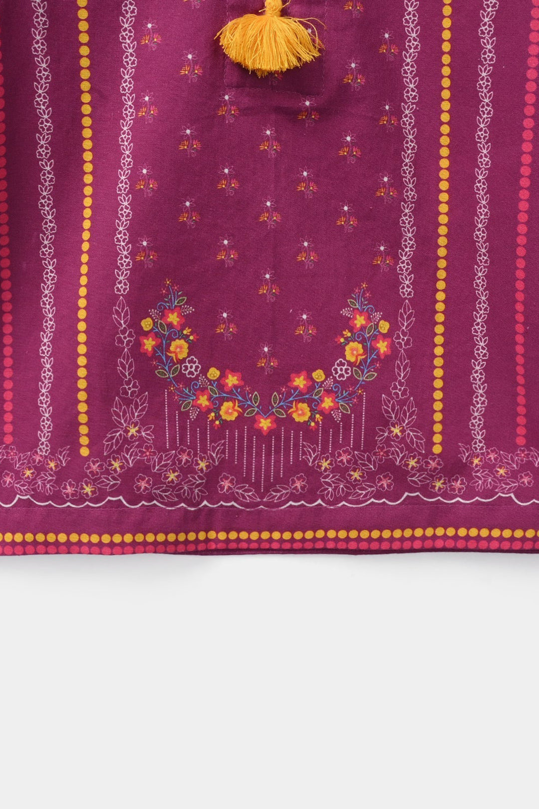 Infant Girls Cotton Poplin Printed Kurti - Plum/Purple