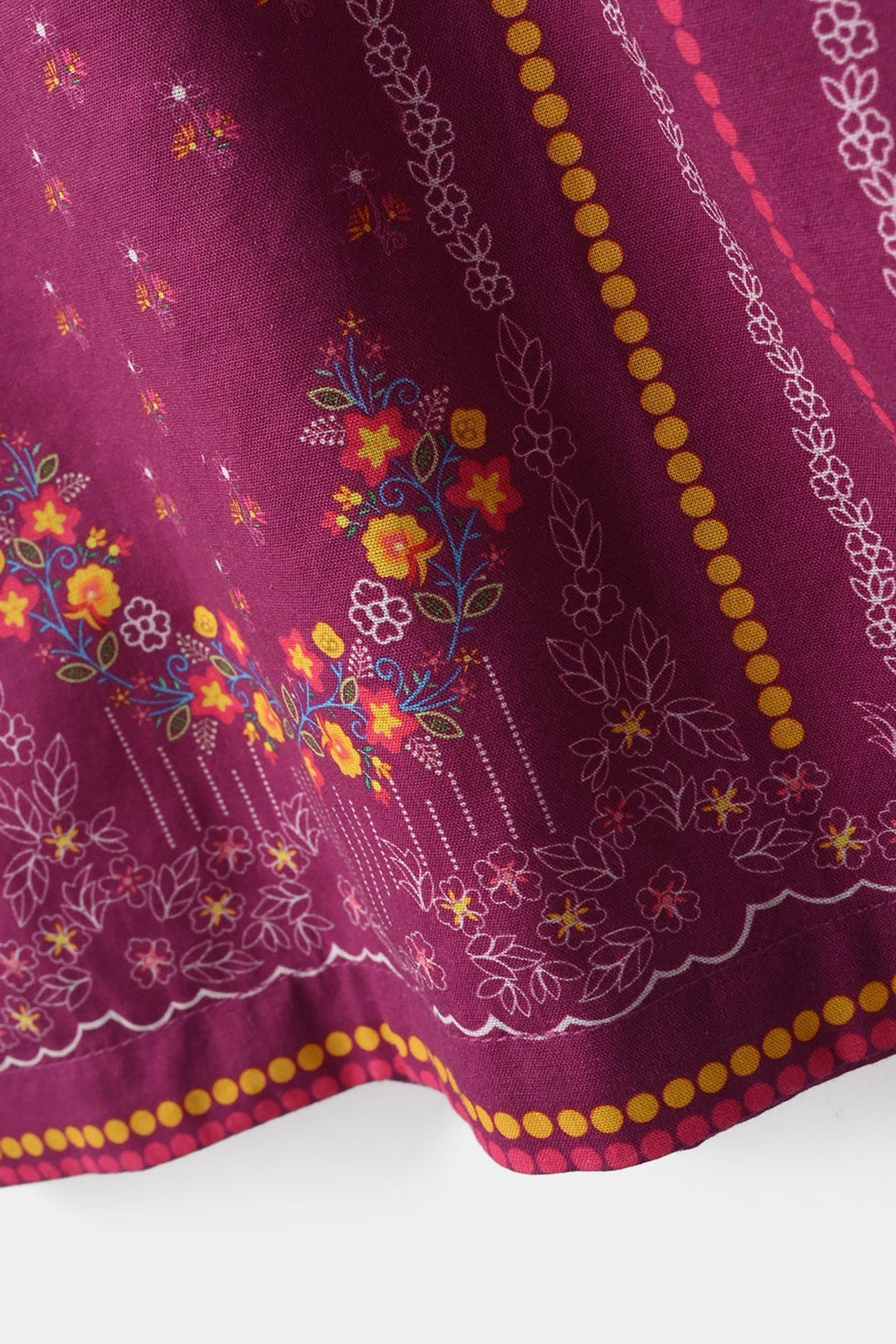 Infant Girls Cotton Poplin Printed Kurti - Plum/Purple