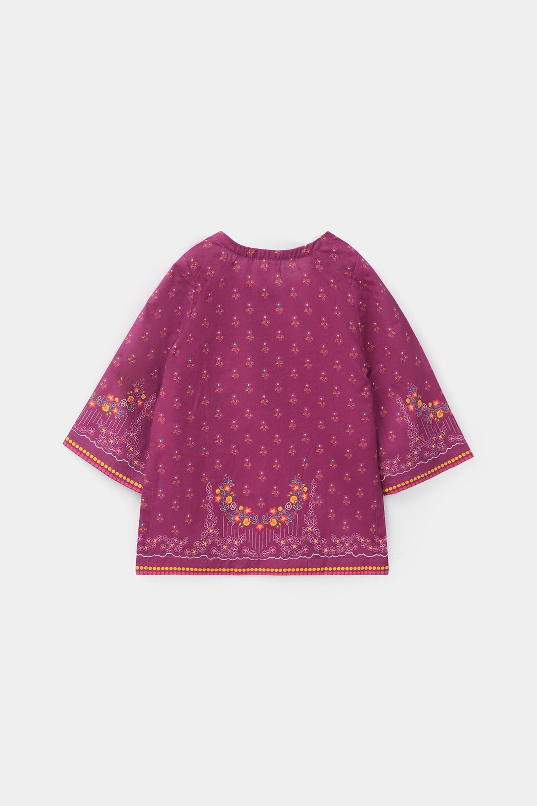 Infant Girls Cotton Poplin Printed Kurti - Plum/Purple