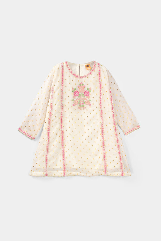 Girls Chiffon 3Pcs Zeenat - Cream
