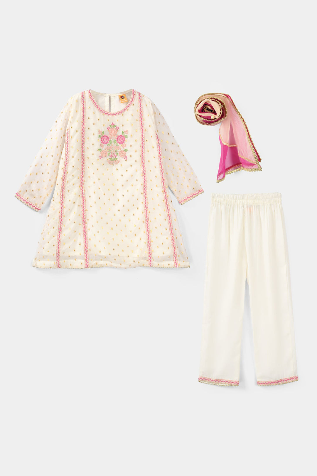 Girls Chiffon 3Pcs Zeenat - Cream