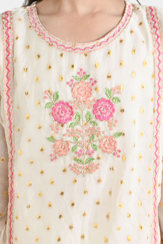 Girls Chiffon 3Pcs Zeenat - Cream