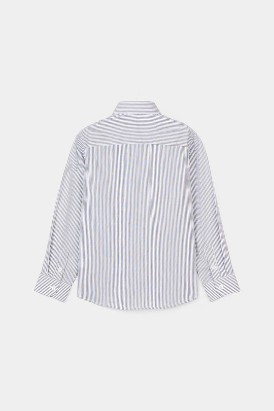 Boys Yarn Dyed Formal Shirt - White Stripes