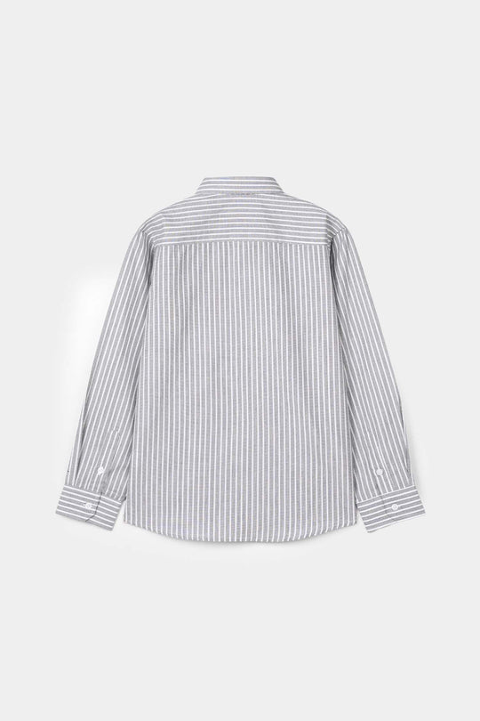 Boys Yarn Dyed Formal Striped Shirt – Grey
