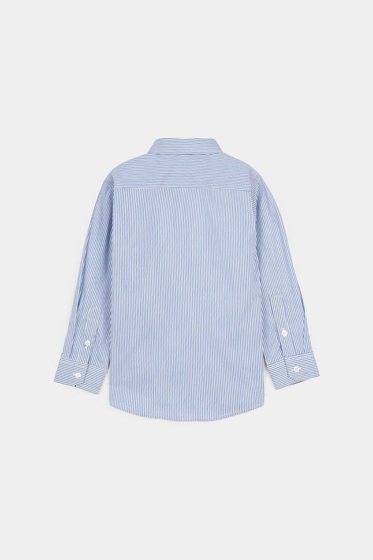 Boys Yarn Dyed Formal Stripes Shirt – Blue