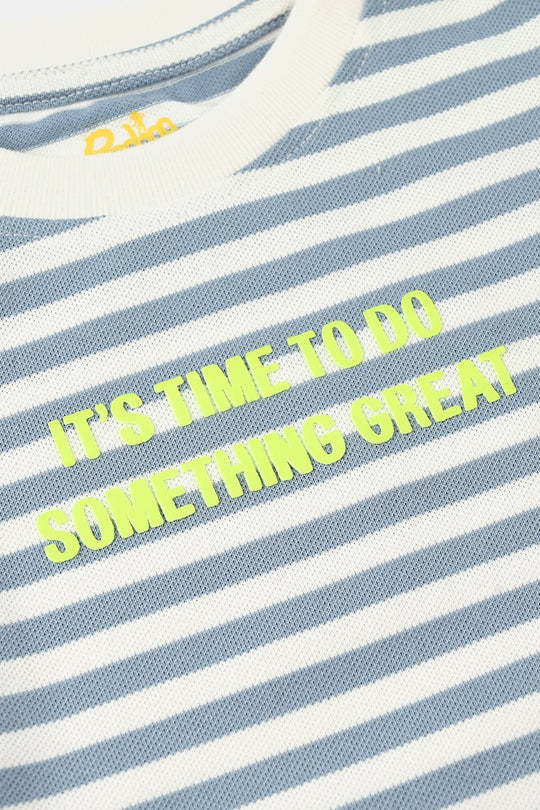 Boys Yarn Dyed T-Shirt (Its Time To Do) - Blue