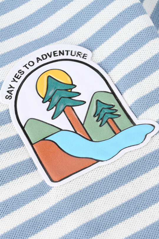 Boys Yarn Dyed T-Shirt Adventure - Blue