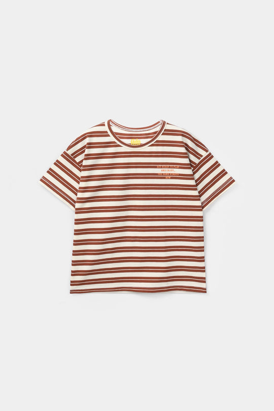Boys Yarn Dyed T-Shirt (Get Ready) - Brown
