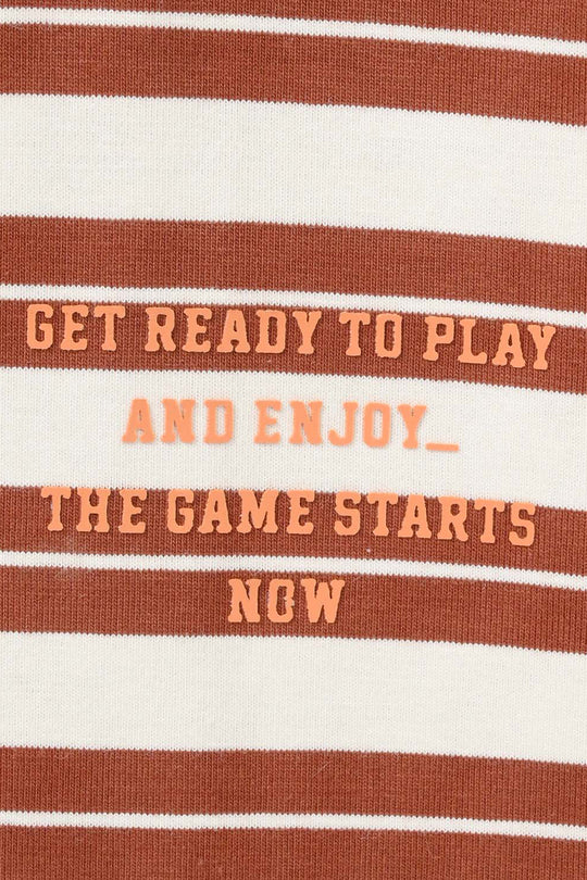 Boys Yarn Dyed T-Shirt (Get Ready) - Brown