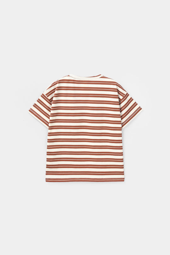 Boys Yarn Dyed T-Shirt (Get Ready) - Brown